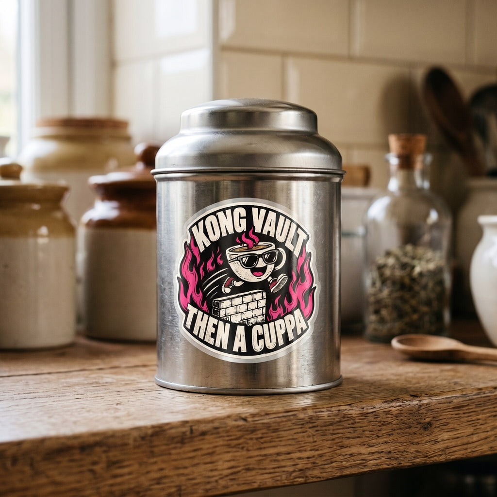 Kong Vault, Then a Cuppa sticker